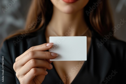 Woman With Blank Businesscard