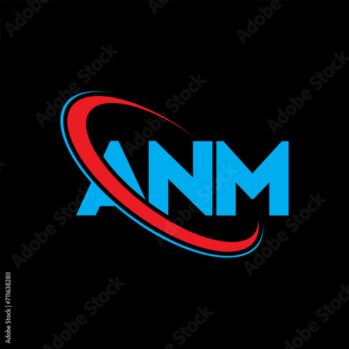ANM logo. ANM letter. ANM letter logo design. Initials ANM logo linked with circle and uppercase monogram logo. ANM typography for technology, business and real estate brand.