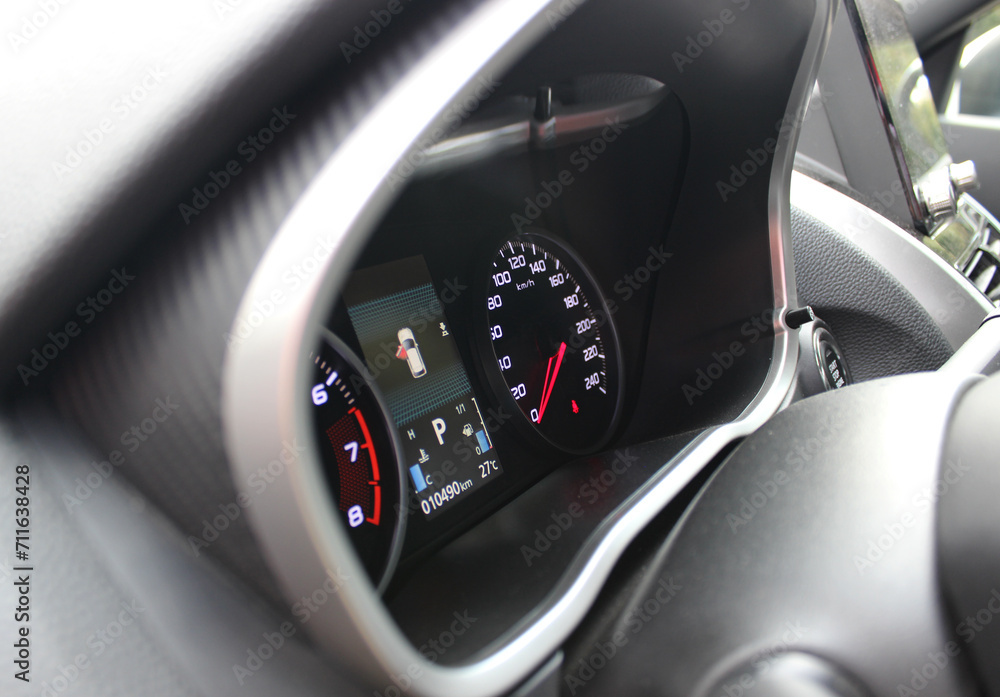 Angle View Of Car Dashboard With Of Open Door Sign Indication
