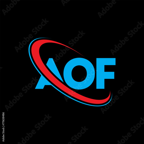 AOF logo. AOF letter. AOF letter logo design. Initials AOF logo linked with circle and uppercase monogram logo. AOF typography for technology, business and real estate brand. photo