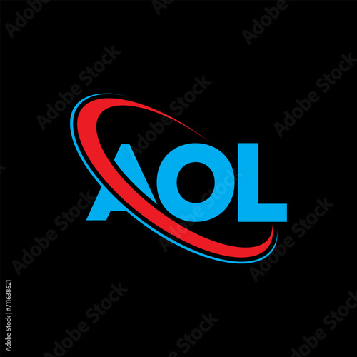 AOL logo. AOL letter. AOL letter logo design. Initials AOL logo linked with circle and uppercase monogram logo. AOL typography for technology, business and real estate brand. photo