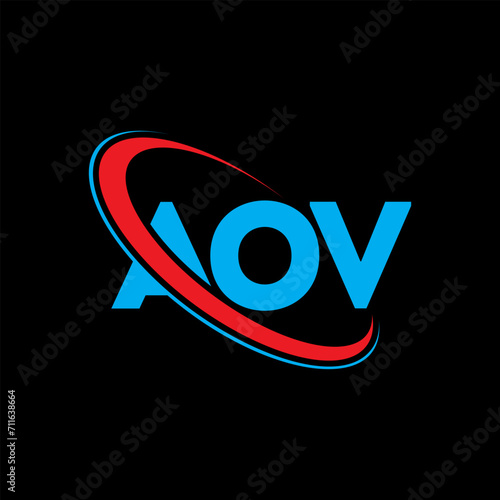 AOV logo. AOV letter. AOV letter logo design. Initials AOV logo linked with circle and uppercase monogram logo. AOV typography for technology, business and real estate brand. photo