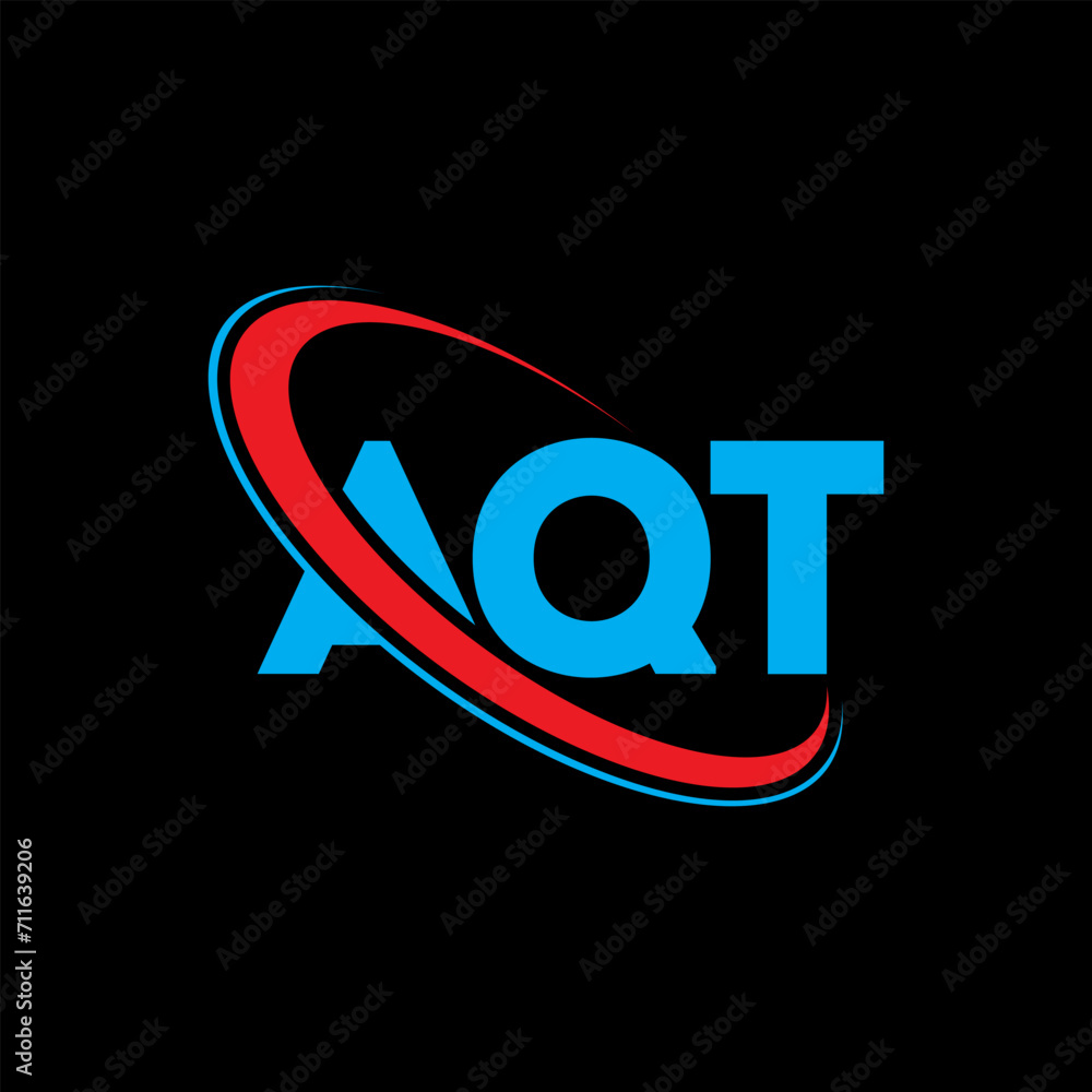 Obraz premium AQT logo. AQT letter. AQT letter logo design. Initials AQT logo linked with circle and uppercase monogram logo. AQT typography for technology, business and real estate brand.