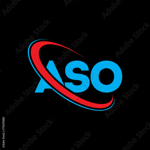 ASO logo. ASO letter. ASO letter logo design. Initials ASO logo linked with circle and uppercase monogram logo. ASO typography for technology, business and real estate brand.