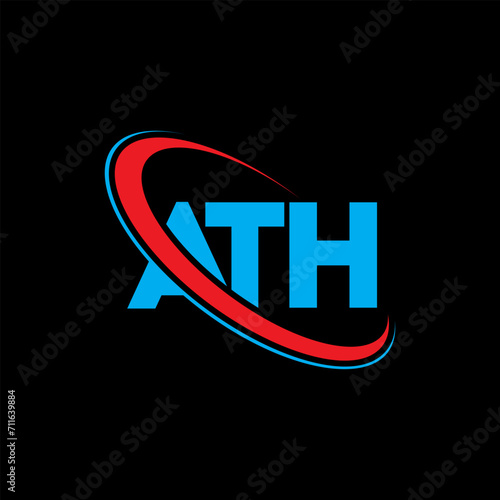 ATH logo. ATH letter. ATH letter logo design. Initials ATH logo linked with circle and uppercase monogram logo. ATH typography for technology, business and real estate brand.