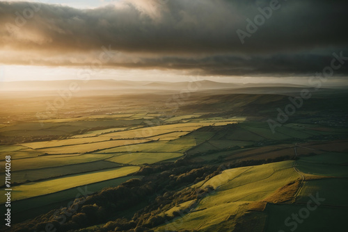 summer landscape with clouds and rain