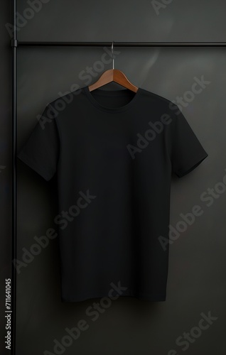black t shirt hanging on the wall