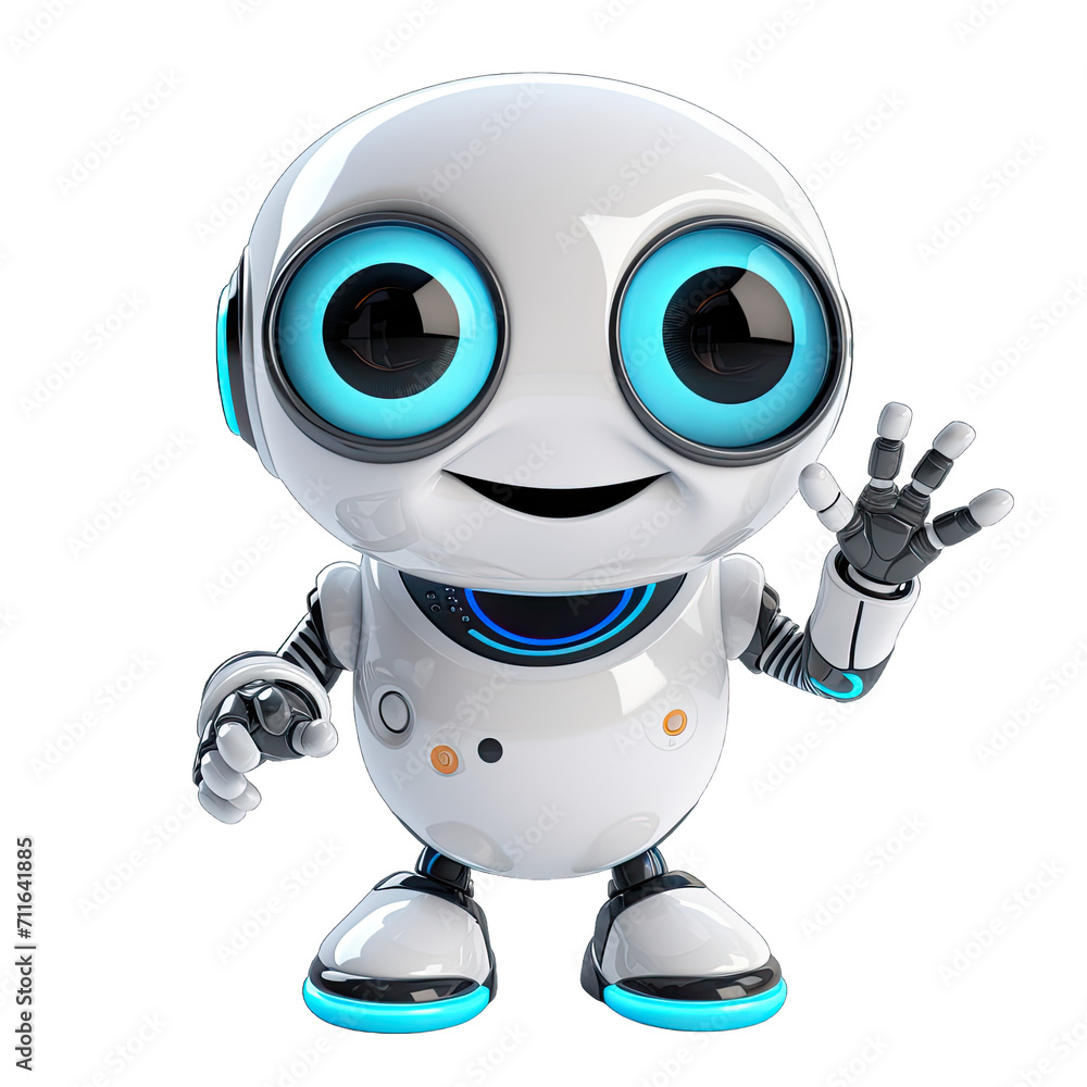 Cute helper robot on transparent or white background generative ai Cute helper robot on transparent or white background generative ai