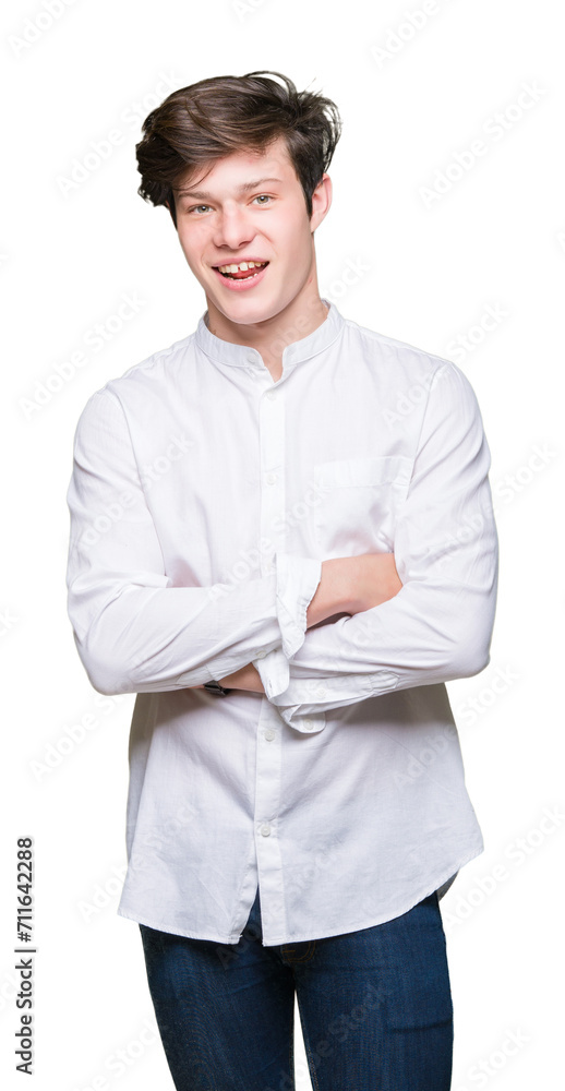 Young handsome business man over isolated background happy face smiling with crossed arms looking at the camera. Positive person. Young handsome business man over isolated background happy face smiling with crossed arms looking at the camera. Positive person.