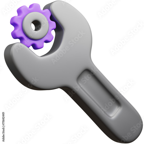 3d render repair icon and wrench fixing element for design.