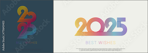 Happy new year - best wishes 2025 with colorful truncated number. Perfect vector for poster, banner, greeting and new year 2025 celebration.	