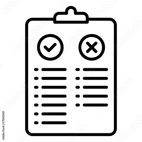 Pros and cons icon with clipboard