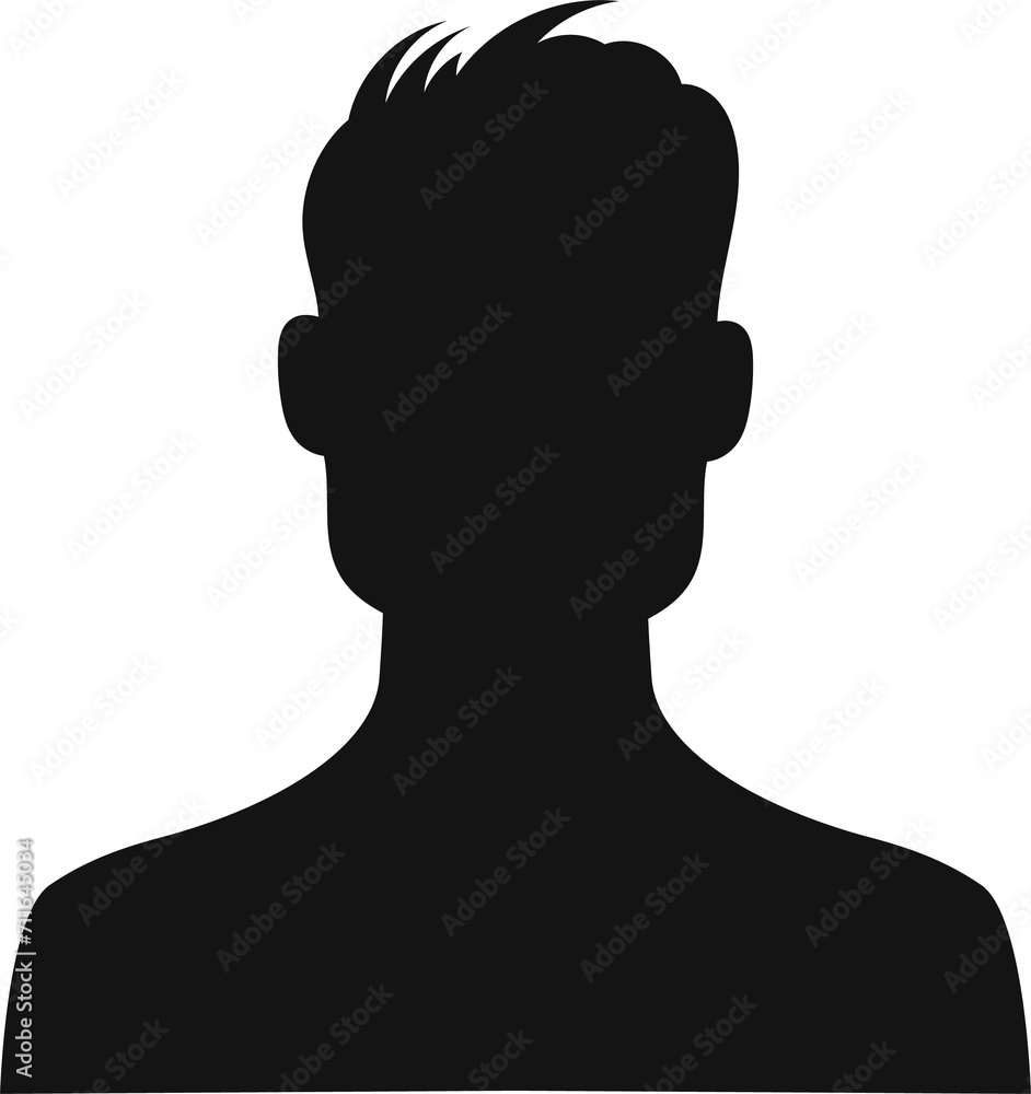 Man silhouette, young male person avatar profile Man silhouette, young male person avatar profile