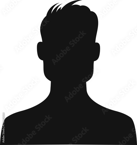 Man silhouette, young male person avatar profile