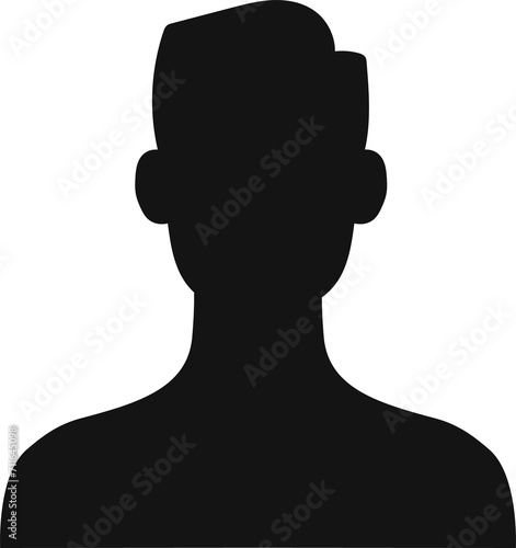 Avatar in social media young man black silhouette