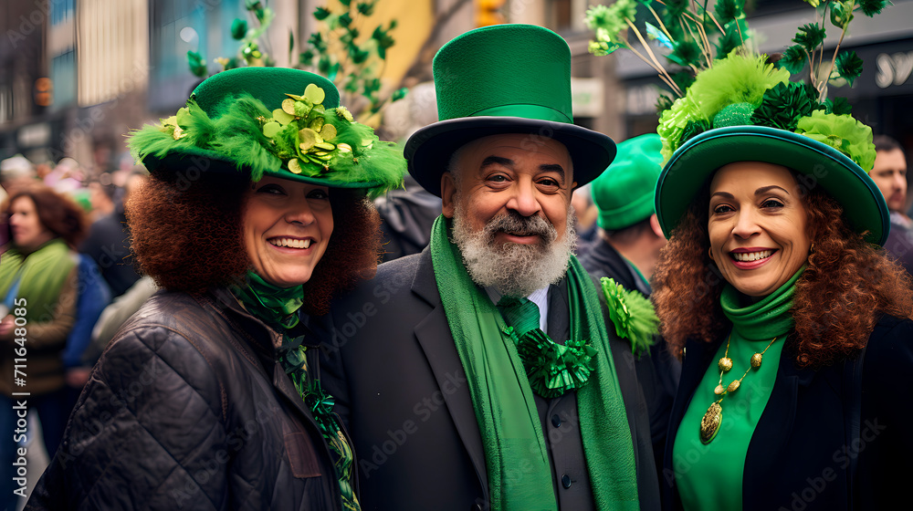 grupo de personas vestidas de verde, personas celebrando el dia de san patricio grupo de personas vestidas de verde, personas celebrando el dia de san patricio