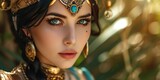 Woman in the Goddess Ancient Sumer Beauty Style - Beautiful Goddess Girl Background created with Generative AI Technology