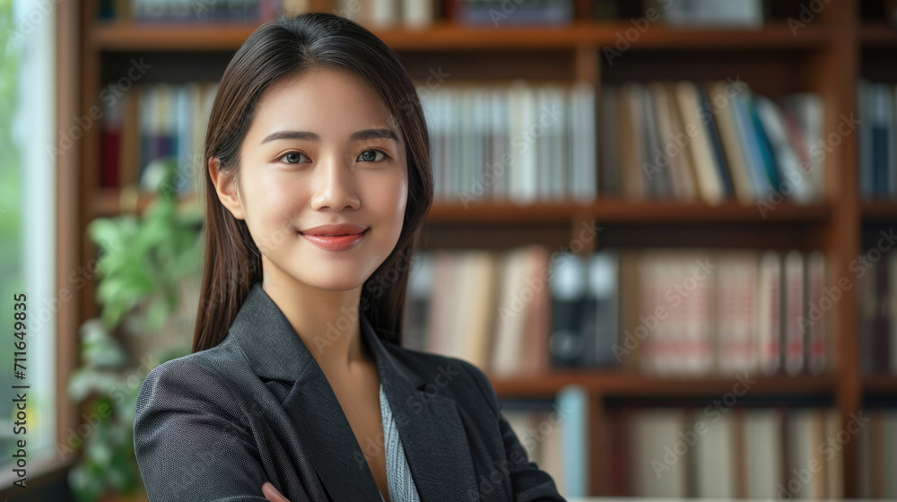 Portrait of a young Asian female Lawyer or attorney working in the office, smiling and looking at camera. Portrait of a young Asian female Lawyer or attorney working in the office, smiling and looking at camera.