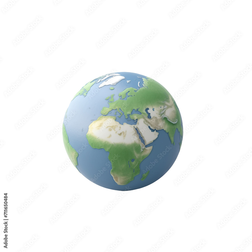 3D Earth Globe With Detailed Geographical Features on transparent Background