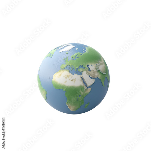 3D Earth Globe With Detailed Geographical Features on transparent Background