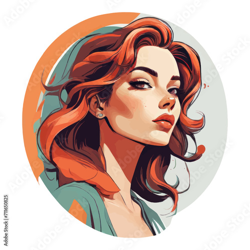 female character in lively comic aesthetic illustration, three color combination for T-shirt printing.