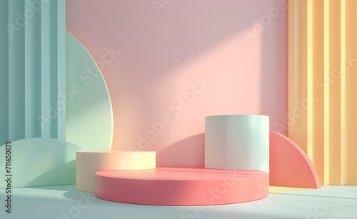 Stand podium wall scene pastel color background