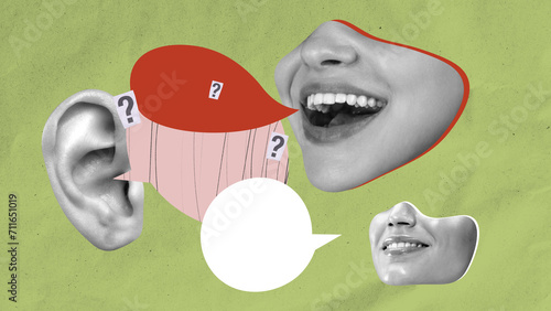 Bilde på lerret Poster for a podcast about communication skills, featuring diverse voices and perspectives in dialogue