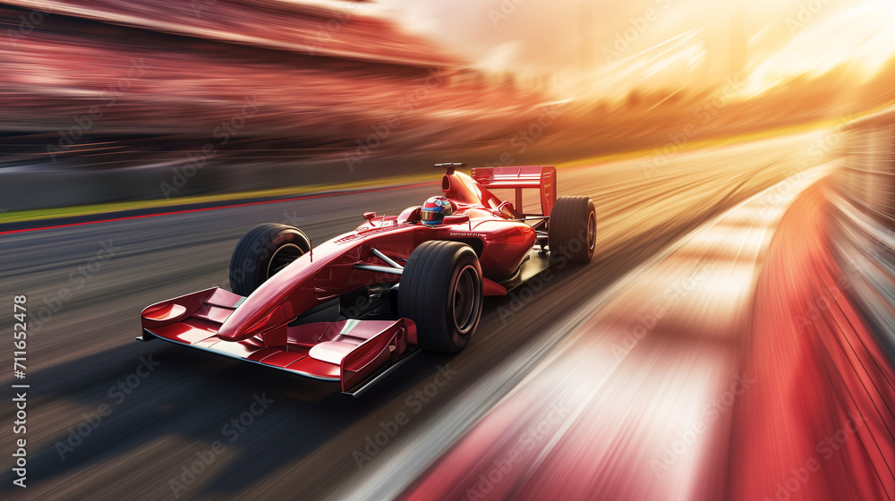 Red Race Car Speeding on Track