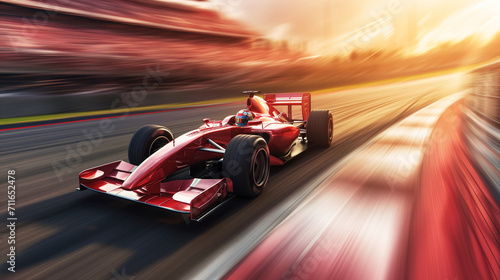 Red Race Car Speeding on Track © Nelson