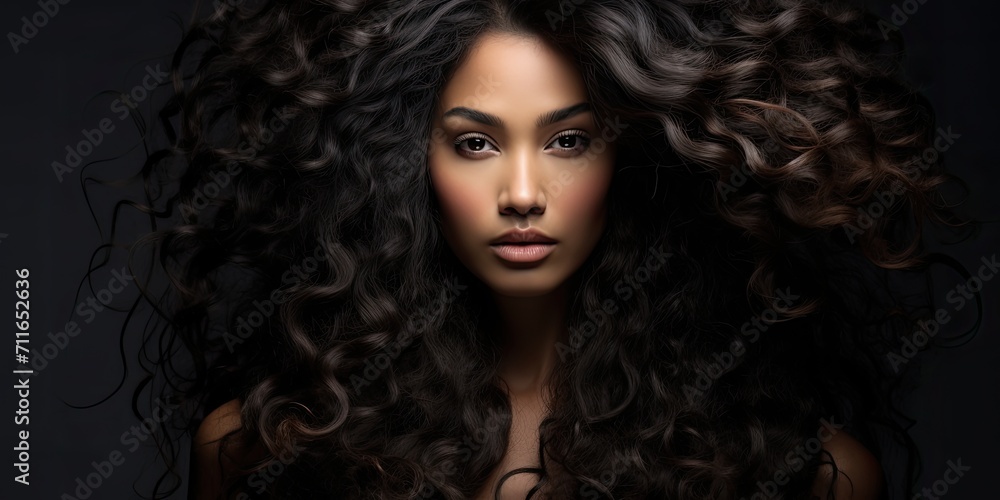 Fototapeta premium The elegant African model sports a stunning long hairstyle.