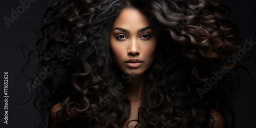 The elegant African model sports a stunning long hairstyle.