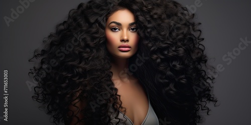 The elegant African model sports a stunning long hairstyle.