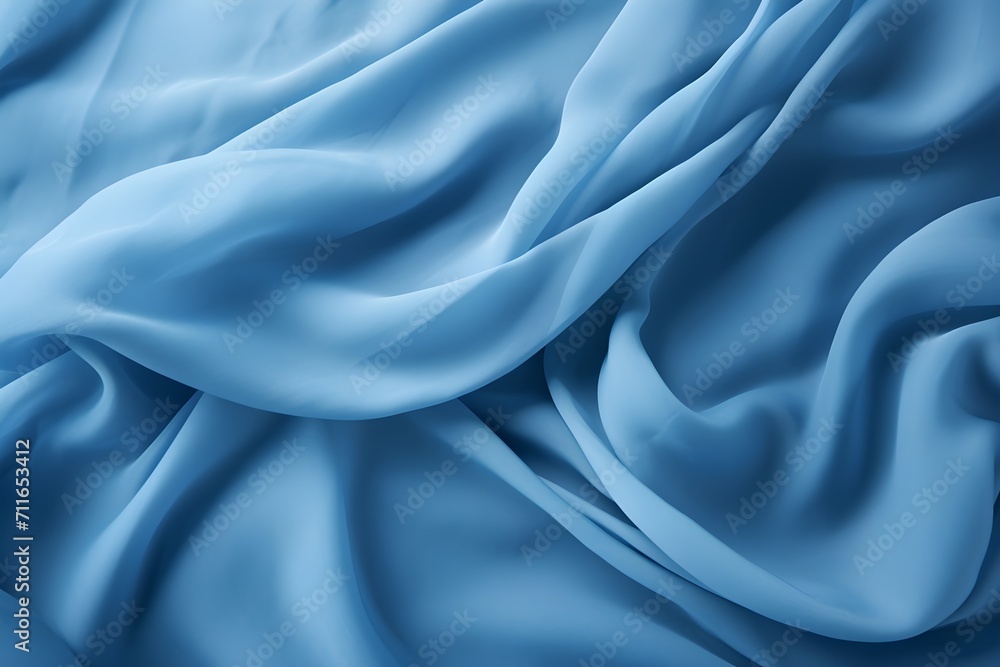 Texture of crumpled blue satin fabric as background