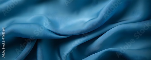 Texture of crumpled blue satin fabric as background