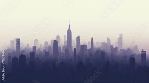 Cityscape With Tall Buildings Emerging From the Fog