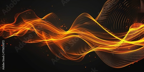 Obraz na płótnie Background, gold and orange waves on black background, wallpaper, template. w salonie