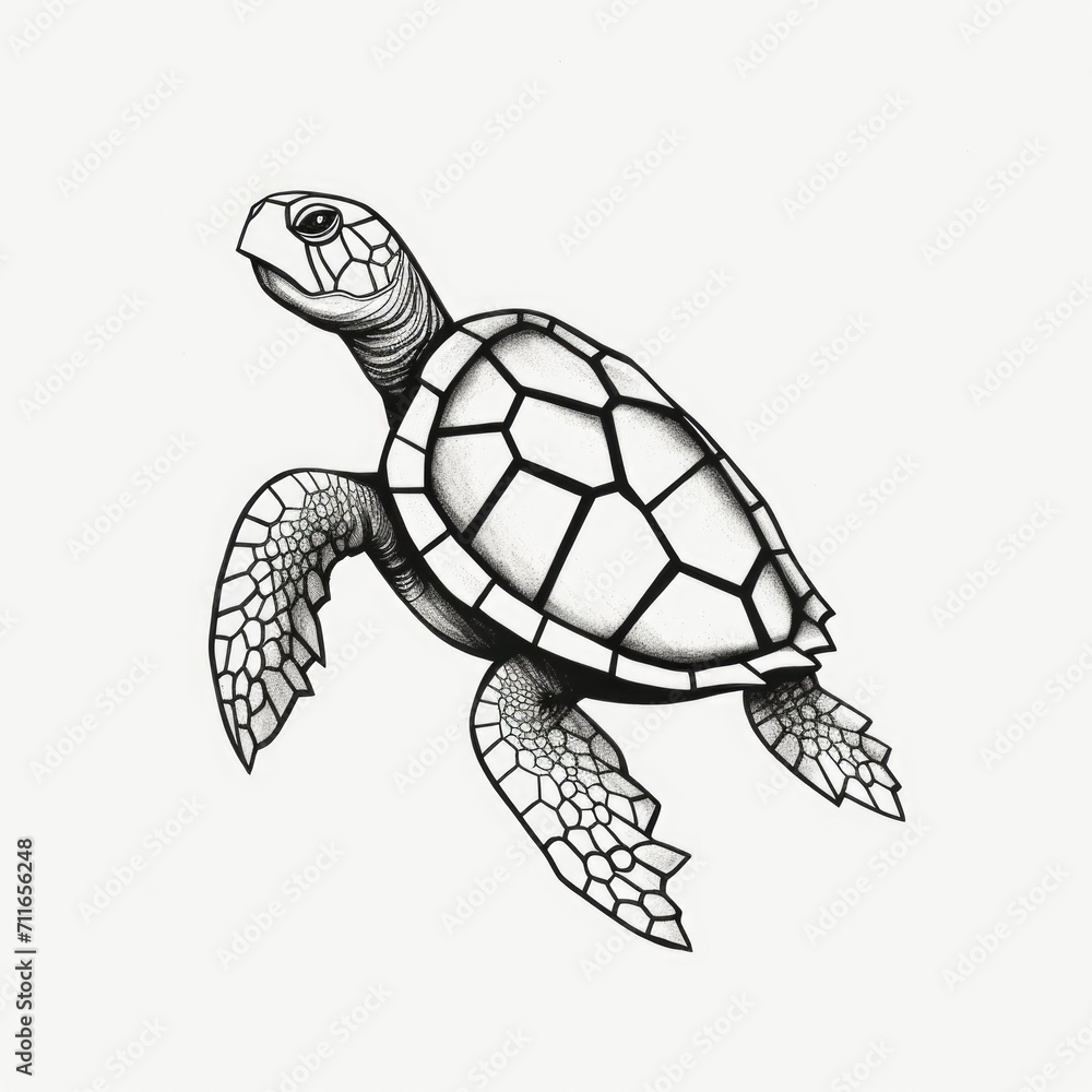 Fototapeta premium Turtle tattoo design. Generative AI