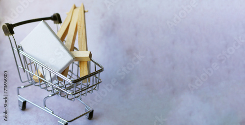 Art supply in shopping cart. Finest art materials 