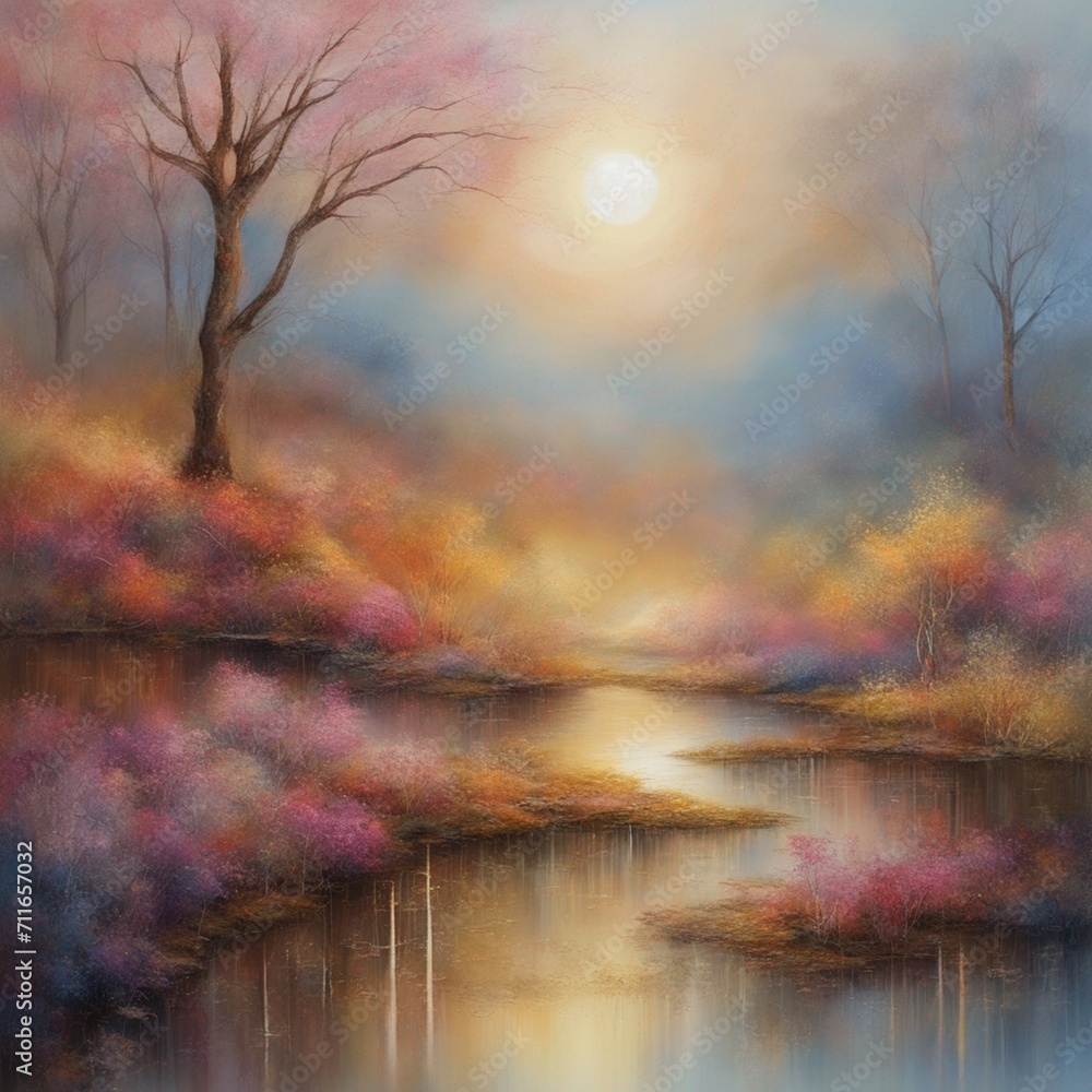Radiant Serenity: An Abstract Reflection of Nature's Calmness Radiant Serenity: An Abstract Reflection of Nature's Calmness
