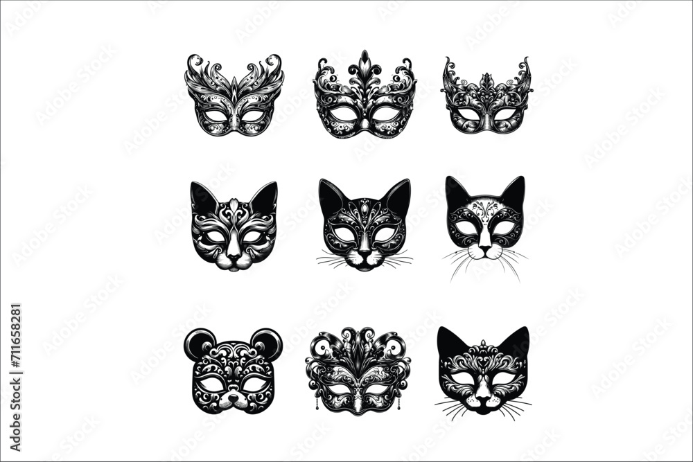 Ethereal Masks: Professional Masquerade Graphics Bundle