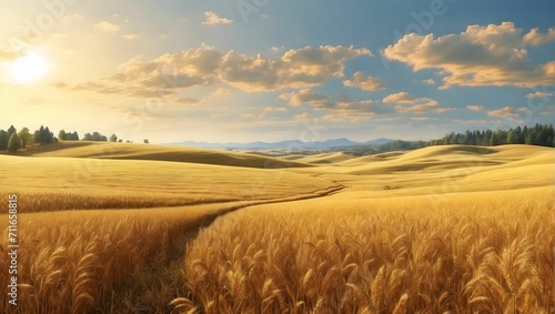 golden fields of grain  meadow  pasture  4k  ultra realistic  high detailed. generative AI