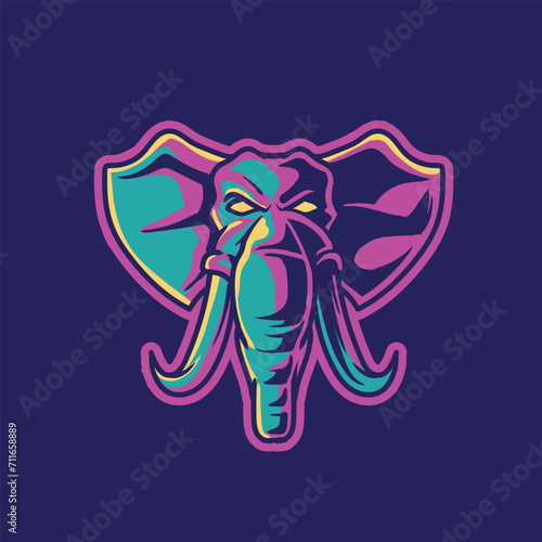Luxury elephant head logo. Elephant ram head mascot esport logo design, character for sport game.
