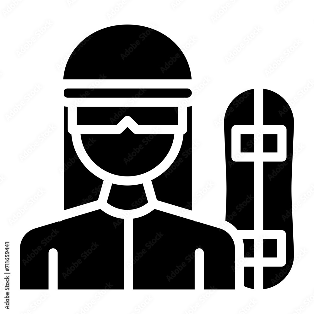 Snowboarder Female icon vector image. Can be used for Ski Resort.