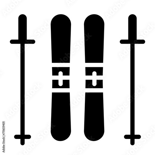 Skis icon vector image. Can be used for Ski Resort.