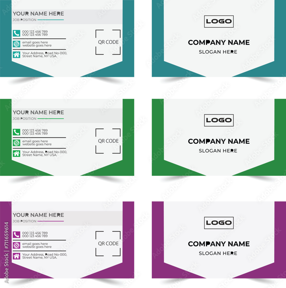  Business card design template clean corporate creative horizontal presentation business card orientation luxury elegant business card with front and back.
