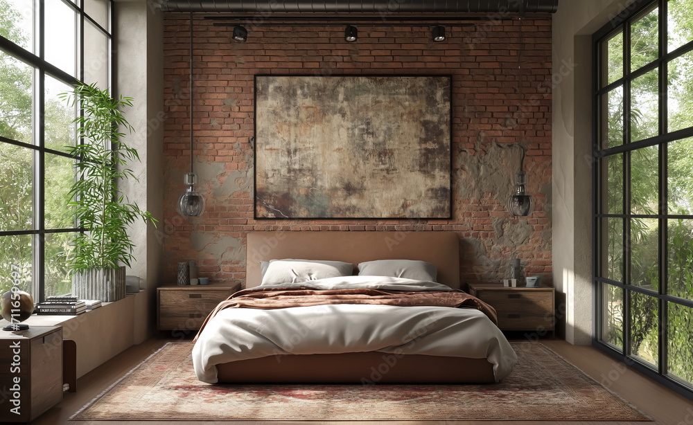 bedroom interior design Loft Style Generative AI bedroom interior design Loft Style Generative AI