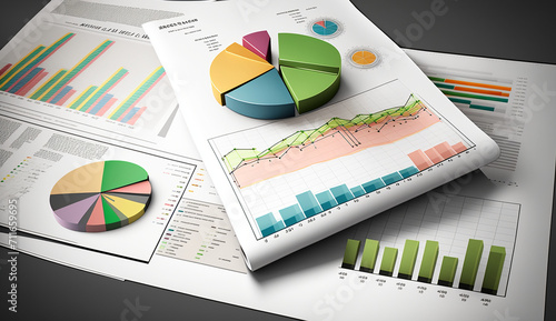 Business report. Graphs and charts. Business reports concept, Ai generated image photo