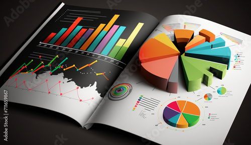 Business report. Graphs and charts. Business reports concept, Ai generated image photo
