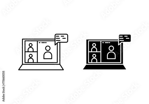 Online Meeting Icon Set. Vector illustration