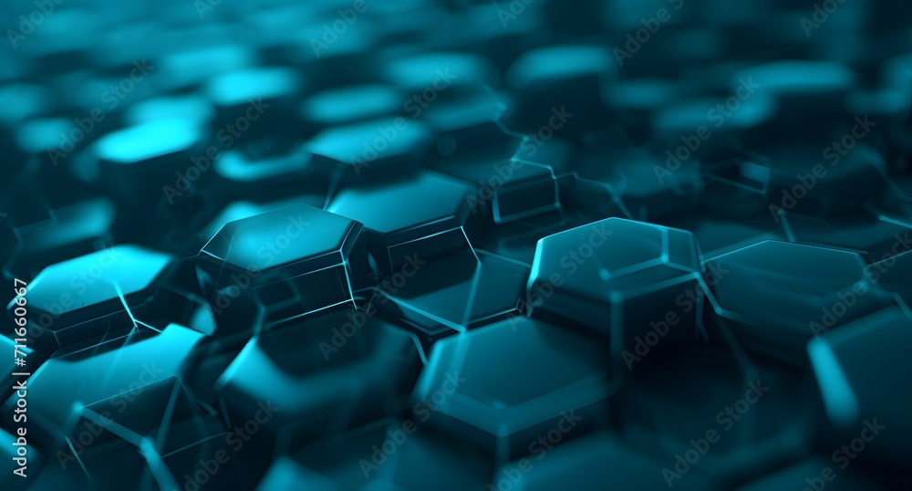 Abstract Blue Background with Hexagons - Dark Teal and Light Blue, Labcore Style Abstract Blue Background with Hexagons - Dark Teal and Light Blue, Labcore Style